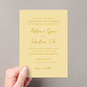 Invitations En Acrylique Beurre élégant Jaune Mariage moderne