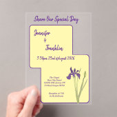 Invitations En Acrylique Beurre Jaune & Purple Iris Mariage d'aquarelle (In situ (ordinateur de poche))