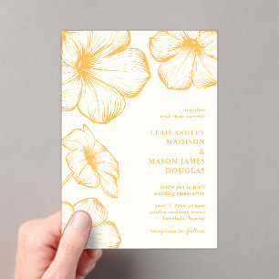 Invitations En Acrylique Beurre moderne Jaune Floral Mariage élégant