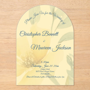 Invitations En Acrylique Beurre pâle Aquarelle jaune Mariage floral