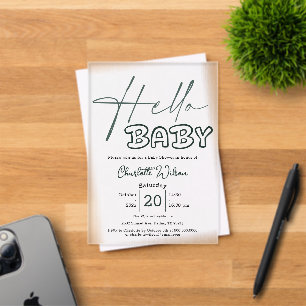 Invitations En Acrylique Bienvenue Bébé Élégante Fête de Naissance Bébé Ver