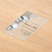 Invitations En Acrylique billes d'argent gelé fête de Noël (Poser)