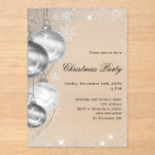 Invitations En Acrylique billes d'argent gelé fête de Noël (Recto)