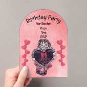 Invitations En Acrylique Birthday Gothic Rag Doll Black Heart Lace Pink (In situ (ordinateur de poche))