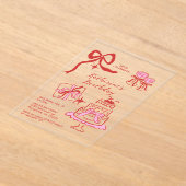 Invitations En Acrylique Birthday Party Hand Drawn Red Pink Scribble (Poser)