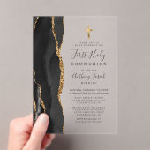 Invitations En Acrylique Black Agate Gold Parties scintillant première sain (In situ (ordinateur de poche))