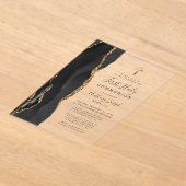 Invitations En Acrylique Black Agate Gold Parties scintillant première sain (Poser)