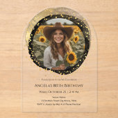 Invitations En Acrylique Black and Gold 80th Birthday Photo (Recto)