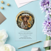 Invitations En Acrylique Black and Gold 80th Birthday Photo (Insitu (Mariage))