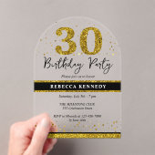 Invitations En Acrylique Black And Gold Parties scintillant 30e fête d'anni (In situ (ordinateur de poche))