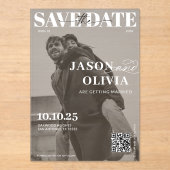 Invitations En Acrylique Black and White Magazine Cover Photo Wedding (Recto)