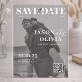 Invitations En Acrylique Black and White Magazine Cover Photo Wedding