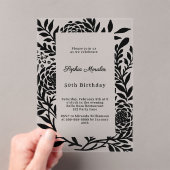 Invitations En Acrylique Black botanical luxury clear birthday (In situ (ordinateur de poche))