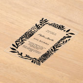 Invitations En Acrylique Black botanical luxury clear birthday (Poser)