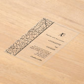 Invitations En Acrylique Black botanical monogram clear luxxury wedding (Poser)