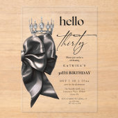 Invitations En Acrylique  Black Bow 30th Birthday Party (Recto)