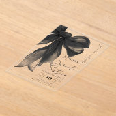 Invitations En Acrylique Black Bow Coquette Script Sweet 16 Party (Poser)