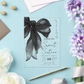 Invitations En Acrylique Black Bow Coquette Script Sweet 16 Party (Insitu (Mariage))
