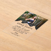 Invitations En Acrylique Black Bow Photo Graduation Party (Poser)