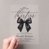 Invitations En Acrylique Black Bow Tying Up Her Thirties 40th Birthday (In situ (ordinateur de poche))