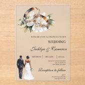 Invitations En Acrylique Black bride and groom acrylic wedding (Recto)