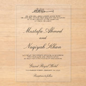 Invitations En Acrylique Black Calligraphy Script Muslim Wedding (Recto)
