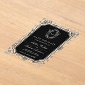 Invitations En Acrylique Black Chinoiserie Crest Wedding Save the Date (Poser)