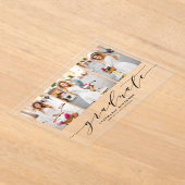 Invitations En Acrylique Black Dainty Script Trois Diplôme Photo (Poser)