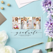 Invitations En Acrylique Black Dainty Script Trois Diplôme Photo (Insitu (Mariage))