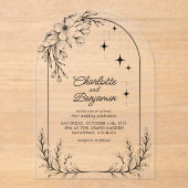 Invitations En Acrylique Black Floral Star Moderne Arch Mariage (Recto)