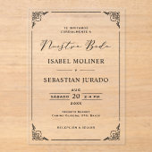 Invitations En Acrylique Black Frame Motif Nuestra Boda Mariage espagnol (Recto)