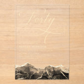 Invitations En Acrylique Black Gold Agate 40e Soixante Anniversaire fête (Recto)