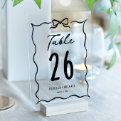 Invitations En Acrylique Black Hand Drawn Bow Wedding Acrylic Table Number