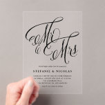 Invitations En Acrylique Black M. et Mme Rustic Mariage de calligraphie<br><div class="desc">Invités Invitations à votre mariage avec notre faire-part de mariage acrylique personnalisable. Avec l'élégant "Mr & Mrs" en calligraphie rustique. Ce design allie romantisme intemporel et sophistication moderne, créant une invitation à la fois chic et personnelle. Que vous fêtiez un mariage rustique, vintage ou classique, cette invitation vous donnera le...</div>