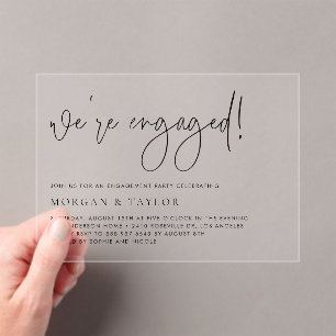 Invitations En Acrylique Black Minimaliste - Partie d'engagement d'écriture