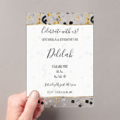 Invitations En Acrylique Black Silver Gold Glam Confetti Birthday (In situ (ordinateur de poche))