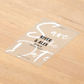 Invitations En Acrylique Black White Modern Script Enregistrer la date (Poser)