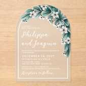 Invitations En Acrylique Blanc et Turquoise Mariage de la respiration pour (Recto)