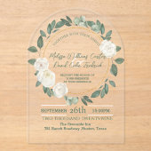 Invitations En Acrylique Blanc Floral Eucalyptus Mariage de verdure botaniq (Recto)