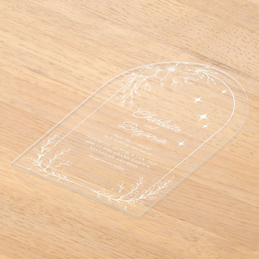 Invitations En Acrylique Blanc Floral Star Moderne Arch Mariage (Poser)