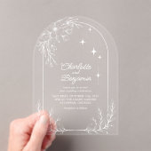 Invitations En Acrylique Blanc Floral Star Moderne Arch Mariage (In situ (ordinateur de poche))