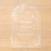 Invitations En Acrylique Blanc Floral Star Moderne Arch Mariage (Recto)