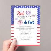 Invitations En Acrylique Blanc rouge et deux 2e anniversaire (In situ (ordinateur de poche))