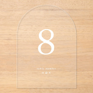 Invitations En Acrylique Blanc Simple Moderne Mariage Acrylique Numéros de 