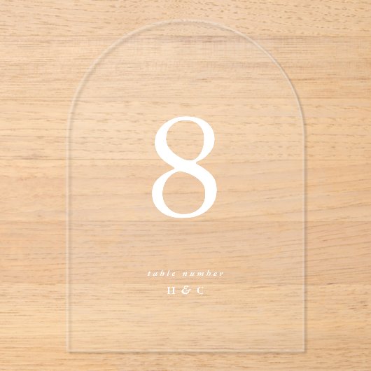 Invitations En Acrylique Blanc Simple Moderne Mariage Acrylique Numéros de  (Recto)
