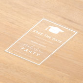 Invitations En Acrylique Blancs Classic Enregistrer la date (Poser)