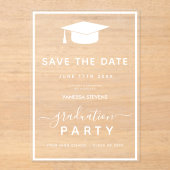 Invitations En Acrylique Blancs Classic Enregistrer la date (Recto)