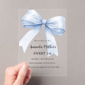 Invitations En Acrylique Bleu arc crème beige élégant Sweet 16 clair (In situ (ordinateur de poche))