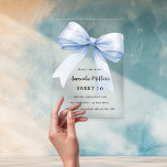 Invitations En Acrylique Bleu arc crème beige élégant Sweet 16 clair<br><div class="desc">Un arrière - plan clair et transparent,  décoré d'un grand arc bleu clair. Personnalisez et ajoutez un nom et des détails du parti.</div>