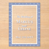 Invitations En Acrylique Bleu & Blanc Côtier Méditerranéen Mariage Invite (Recto)